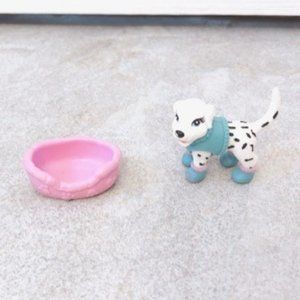 VINTAGE Polly Pocket Dog and Dog Bowl pet